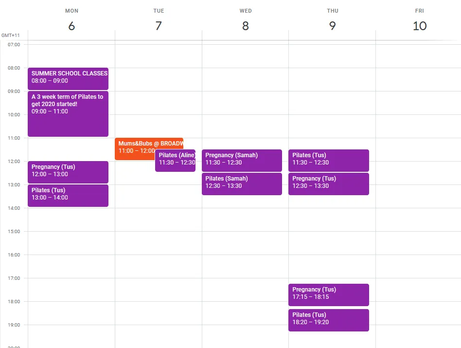 2020 Summer School draft timetable