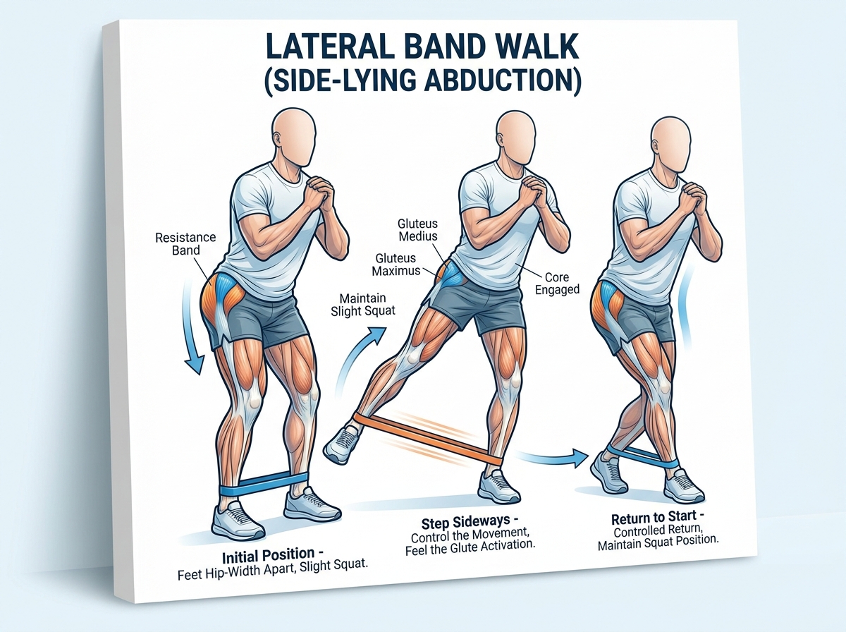 Lateral band walks for gluteus medius strength