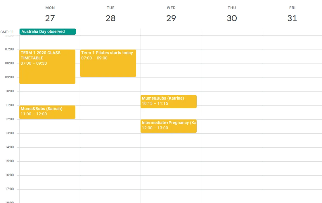 Draft Broadway term 1 2020 Pilates Timetable