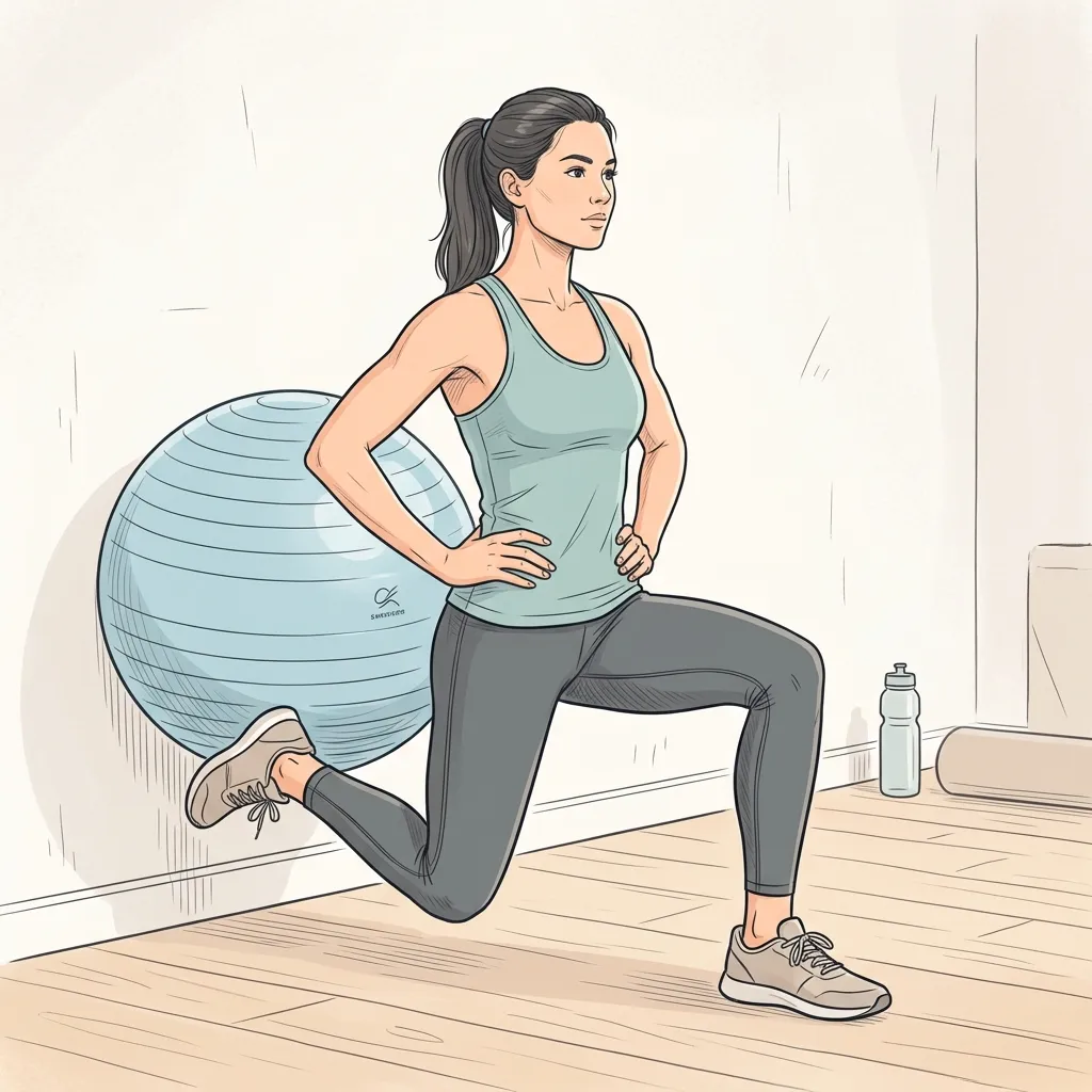 Lunge with Swiss ball