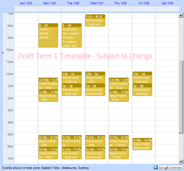 Term 1 Dates for  2010